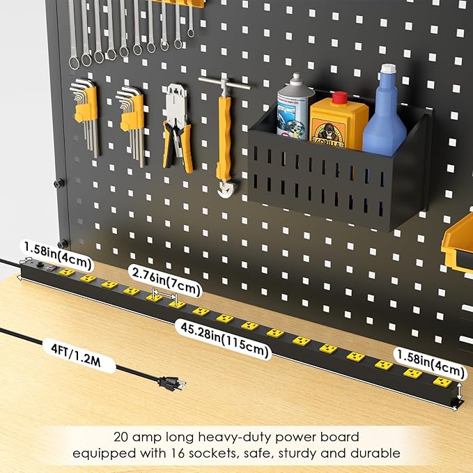 JUNNUJ Long Metal 16 Outlet Power Strip, Heavy Duty Power Strips Surge - Image 2