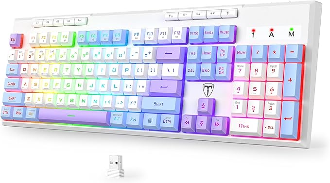 RisoPhy Wireless Gaming Keyboard, Tri-Mode BT5.0/2.4GHz/USB-C, RGB Light up by RisoPhy