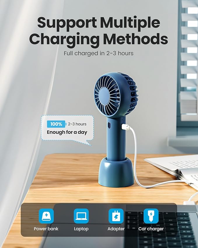Gaiatop Mini Portable Fan, Cute Design, Powerful Wind, Handheld and Desktop - Image 6