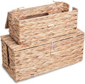 Cable Management Box, Handwoven Water Hyacinth Cable Organizer Box Set by Unknown