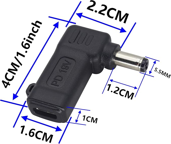 90W PD Type C to DC5521 Power Converter USB C to DC 5521 Laptop Charging - Image 2