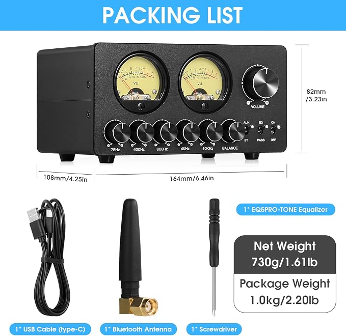 Douk Audio 5 Band Equalizer Bluetooth EQ Preamp - Image 8