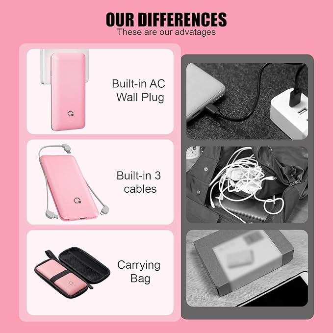 Q 10000mAh Power Bank, Slim Portable Charger, 4 Output External Battery Pack - Image 5