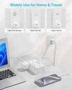 Kakyanill European Travel Plug Adapter, Type E F Plug Adapter, 6 AC Outlets - Image 4