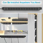 HHSOET 360° Rotating 12 Outlet Mountable Power Strip, Metal Gaming Table - Image 3