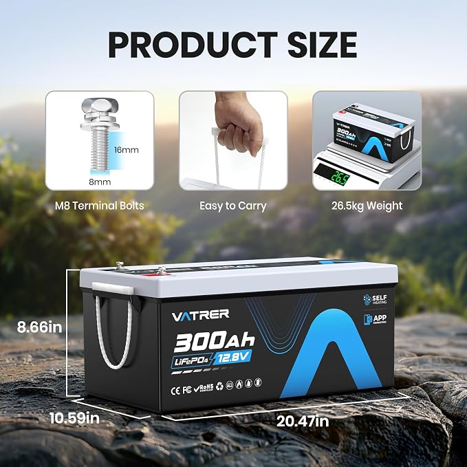12V 300AH Bluetooth LiFePO4 Lithium Battery - Image 3