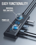 SABRENT 7-Port USB-C Hub with Power Switches, 5Gbps USB 3.2, 48W Powered Hub - Image 2