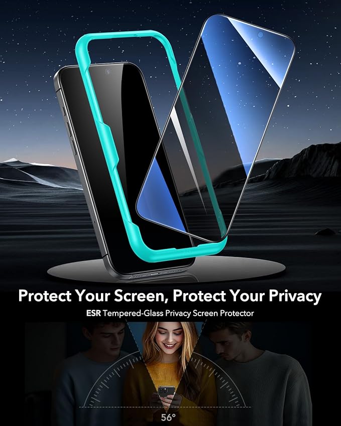 ESR 3 Pack for iPhone 16 Pro Privacy Screen Protector, Anti-spy Tempered-Glass - Image 2