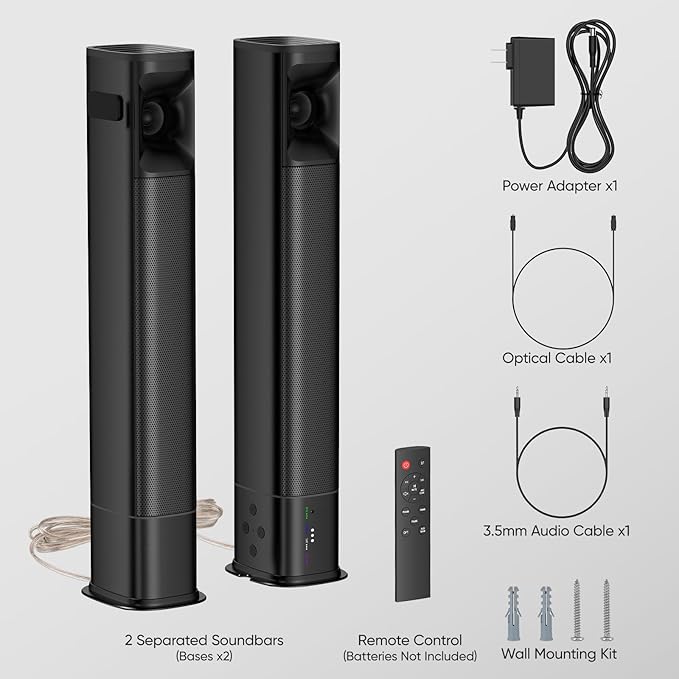 Sound Bar for Smart TV, 80W 2.0 Channel Detachable Soundbar - Image 7