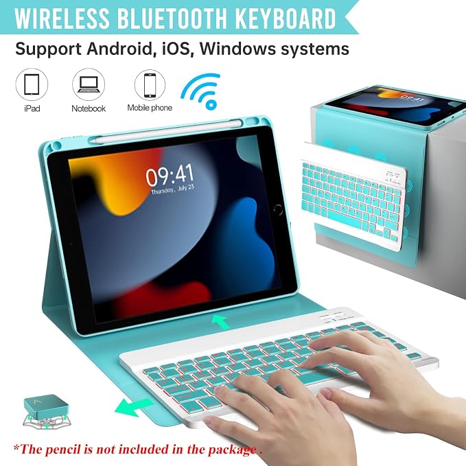 Keyboard Case for iPad 9th/8th/7th Generation 10.2 inch, 360° Rotatable iPad - Image 4