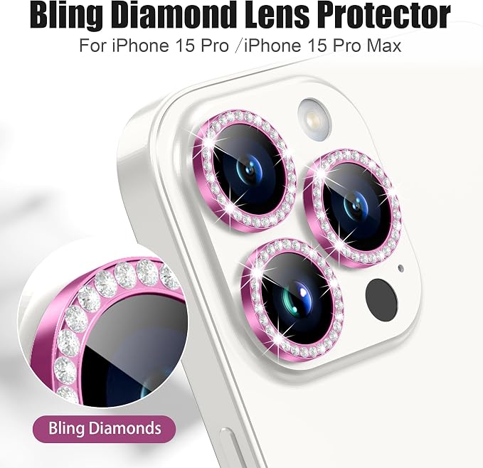 AGVEE 3+3 6 Pack for iPhone 15 Pro 6.1" / 15 Pro Max 6.7" Camera Lens Cover - Image 4