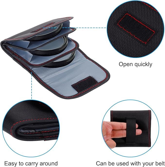 PATIKIL Lens Filter Case, 3-Pocket Camera Filter Case Portable Lens Filter - Image 4