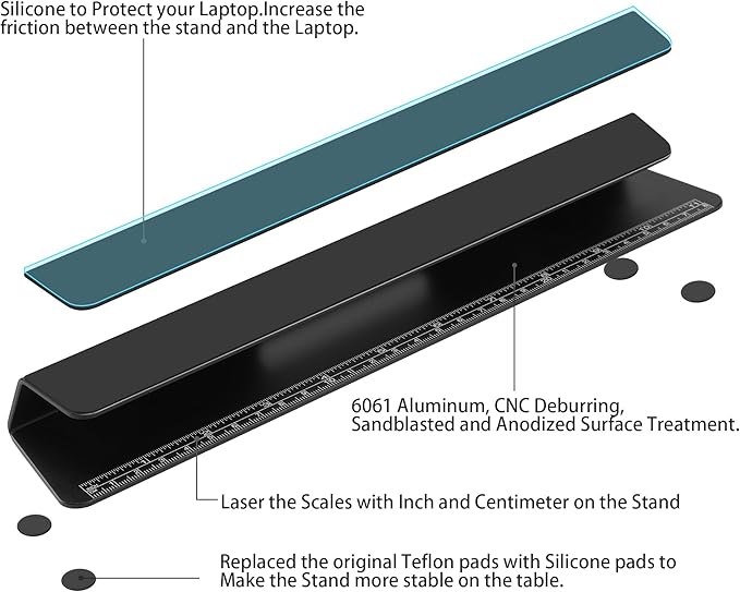 Portable Laptop Wedge Airflow Cooling Stand, Aluminium Laptops Feet Legs - Image 5