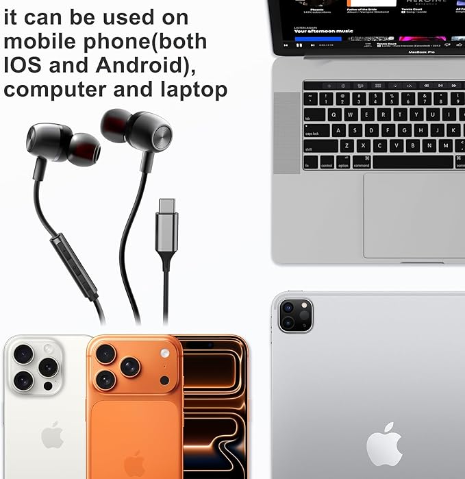 USB C Headphones for Samsung S26 S25 S24 S23 FE S22 S21 S20 A53 A54 Wired - Image 3