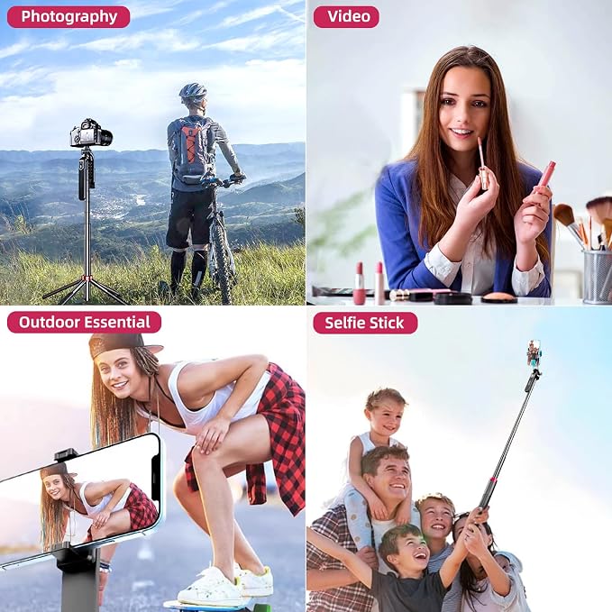 WOVTE 62" Selfie Stick with 2 Lights, Extendable Stand - Image 7