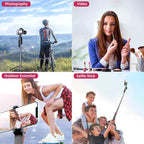 WOVTE 62" Selfie Stick with 2 Lights, Extendable Stand - Image 7