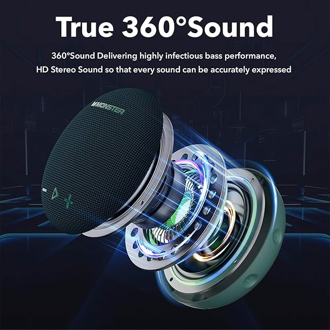 Monster Bluetooth Speaker, IPX8 Shower Speaker Waterproof, Extra Long Playtime - Image 2