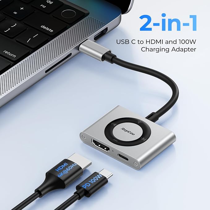 RayCue 2-in-1 USB C Hub, USB C to HDMI Adapter - Image 2