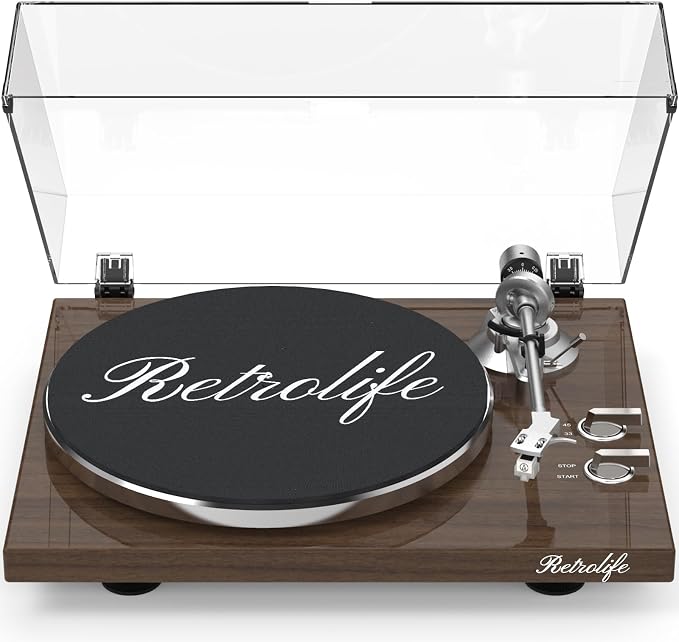 Turntable Record Player Wireless Output Vinyl Players Aluminium Platter and by Retrolife