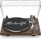 Turntable Record Player Wireless Output Vinyl Players Aluminium Platter and by Retrolife
