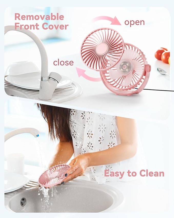 USB Desk Fan, 5 Inch Mini Portable, 3 Speeds Strong Airflow Personal Desktop - Image 7