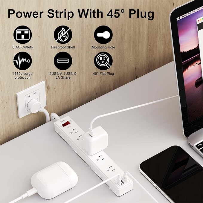 6 Ft Power Strip Surge Protector - Image 2