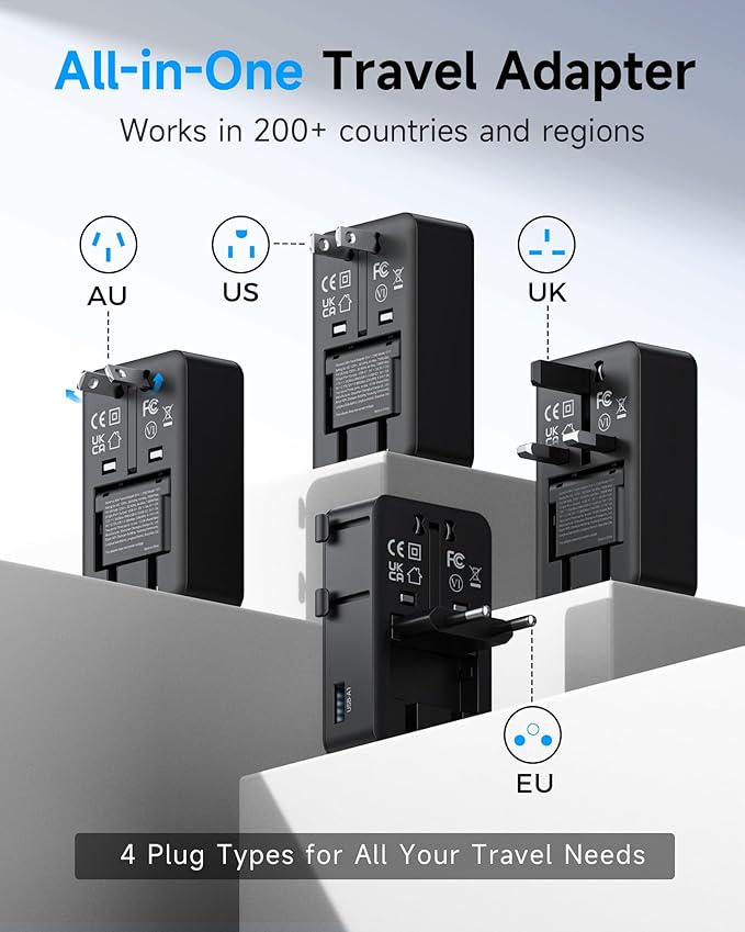 Universal Travel Adapter, 2026 Ultra-Slim 25W PD Fast Charger, 4-Port - Image 2