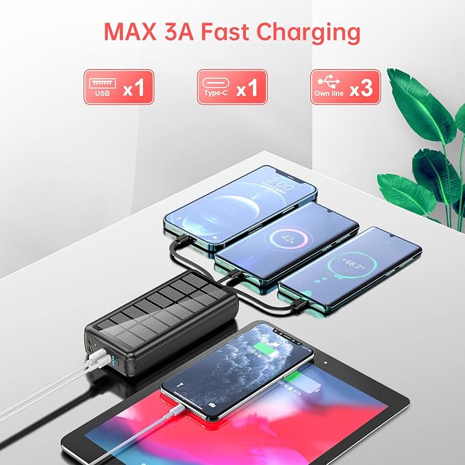Portable Charger with Built in Cable and Wall Plug 50000mAh PD30W Fast Charging - Image 4