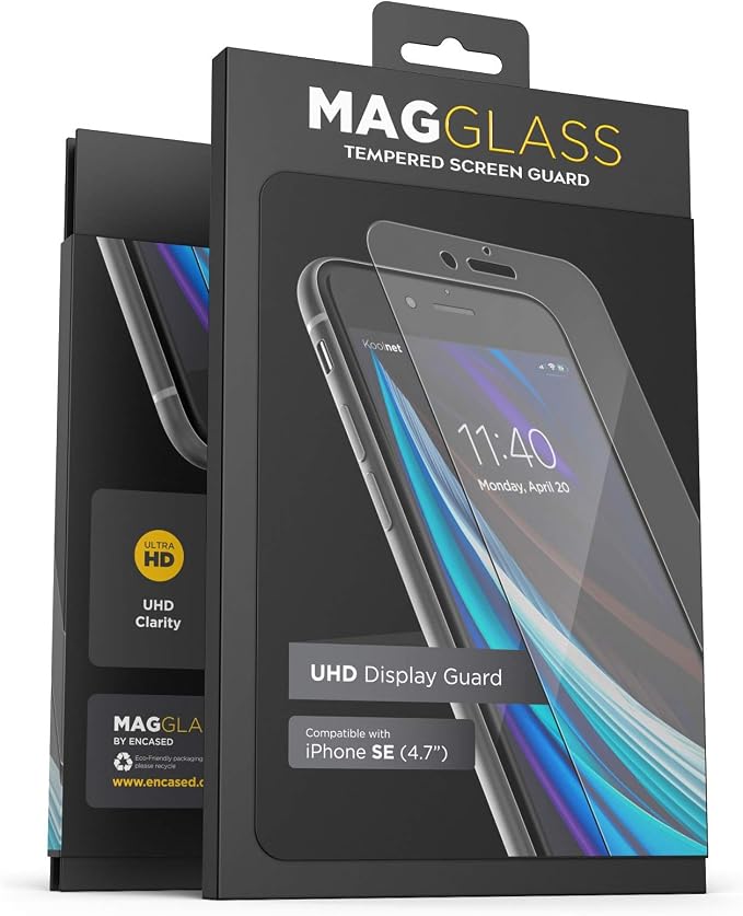 magglass Tempered Glass for iPhone SE Screen Protector Anti Bubble UHD Clear by Encased