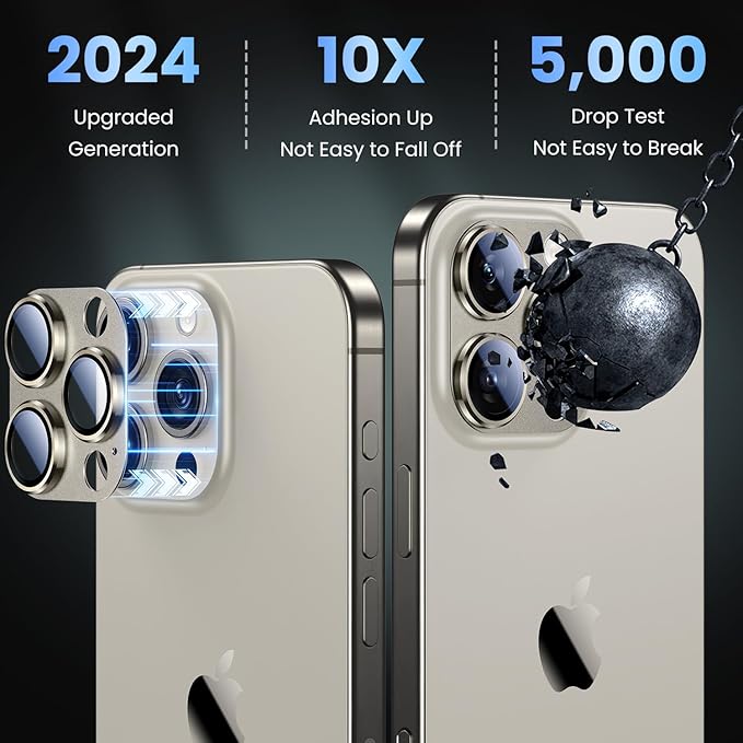 Uyiton Compatible with iPhone 16 Pro/iPhone 16 Pro Max Camera Lens Protector - Image 2