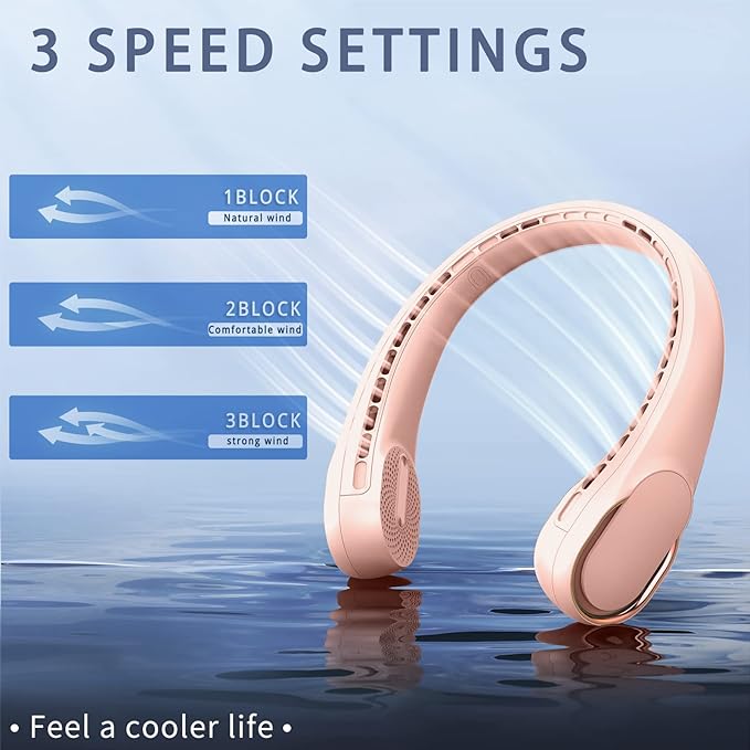 Portable Neck Fan, Neck Fans for Women, 4000 mAh Rechargeable Personal Fan - Image 3