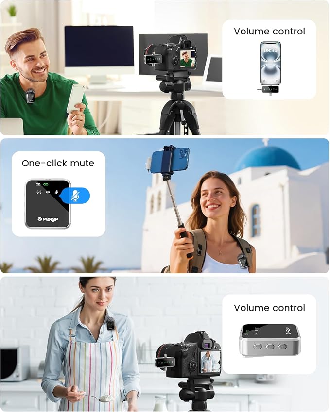 PQRQP 3 in 1 Mini Microphone for iPhone, Camera | 328ft Range & 18H Battery | - Image 7