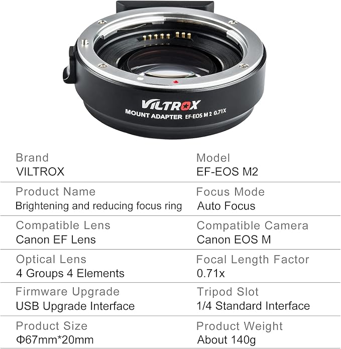VILTROX EF-M2 Pro Lens Adapter 0.71x Auto Focus EF Lens to M4/3 Mount Adapter - Image 7