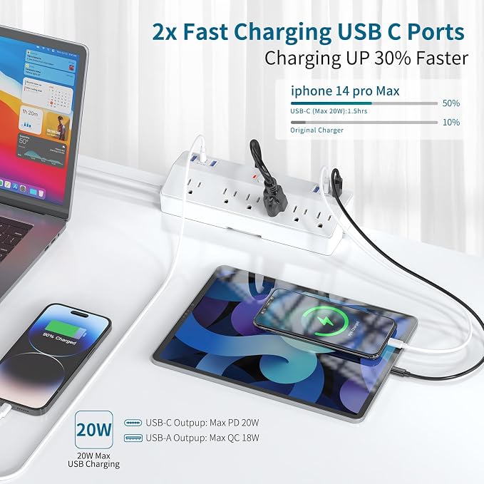 40W Fast Charging Station, Desk Clamp Power Strip, JXGUCAT Removable Desk Clamp - Image 3