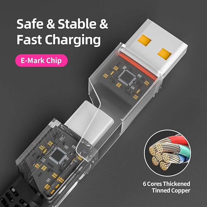 IDISON USB C Cable, 240W MAX 4 in 1 Charging Cord 5FT - Image 3