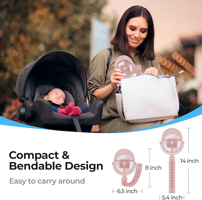 Misting Baby Stroller Fan, 4000mAh Rechargeable Battery Operated, 270°Pivoting - Image 7