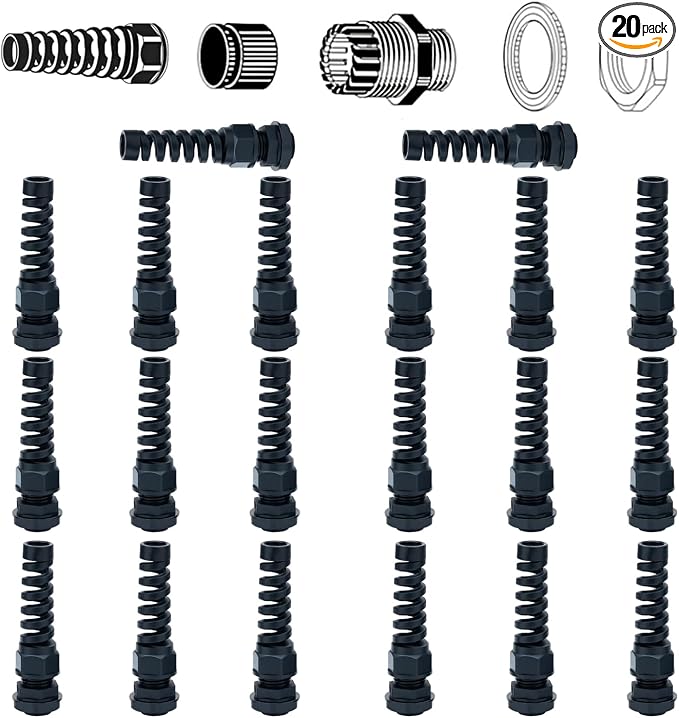 10 Pack Black Nylon Cable Gland, NPT 1/2" Thread, Made of PA66 Material by Aandxmok