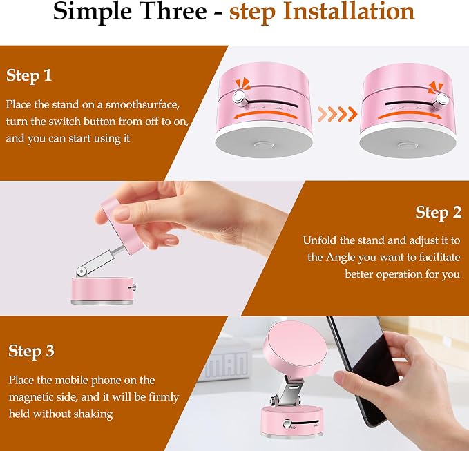Foldable Vacuum Magnetic Suction Phone Holder, Retractable Magnetic Car Holder - Image 2