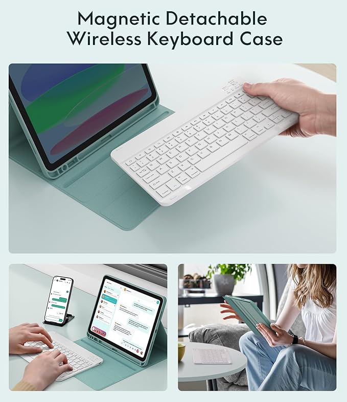 CHESONA Keyboard Case for iPad 11th/10th Generation, Detachable Wireless - Image 4