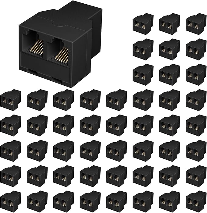 Uvital RJ12 6P6C 3 Female Telephone Line Splitters, Phone Jack Splitter by Uvital