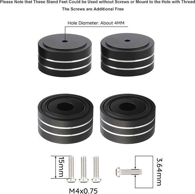 Audiocrast 4X HiFi Speaker Spikes Isolation Stand Feet Pad Aluminum 40x20mm - Image 4