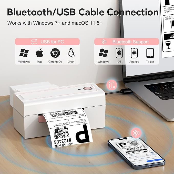 Bluetooth Thermal Shipping Label Printer, Wireless 4x6 Shipping Label Printer - Image 2
