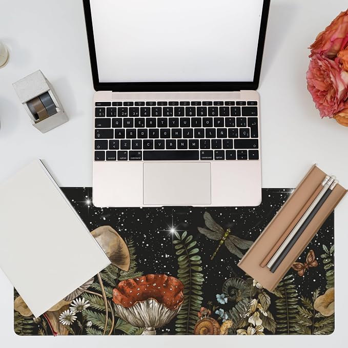Large Gaming Mouse Pad for Desk, Cute Forest Mushroom Desk Mat, Starry Night - Image 7