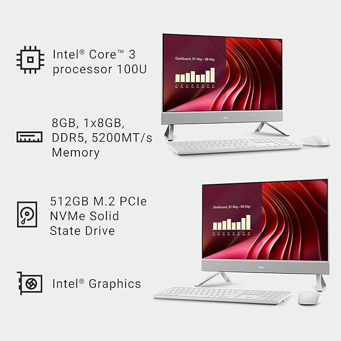 Dell 24 All-in-One Desktop ec24250-23.8-inch FHD Display, Intel Core 3 - Image 9