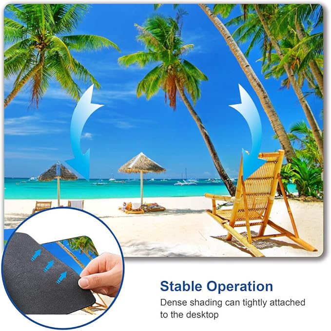 Beach Mouse Pad, Coconut Trees Mouse Pad, Nature Mouse Mat Square Waterproof - Image 6