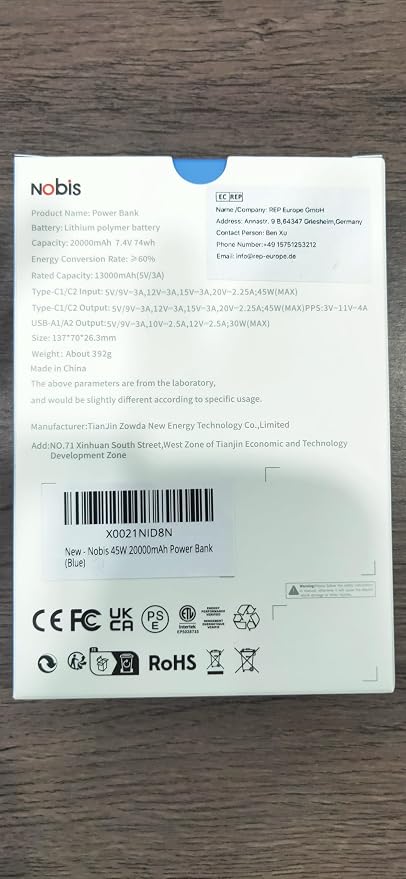 NOBIS Portable Charger, 20000mAh Power Bank, 45W Power Bank Fast Charging - Image 10