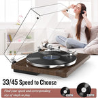 Turntable Record Player Wireless Output Vinyl Players Aluminium Platter and - Image 2