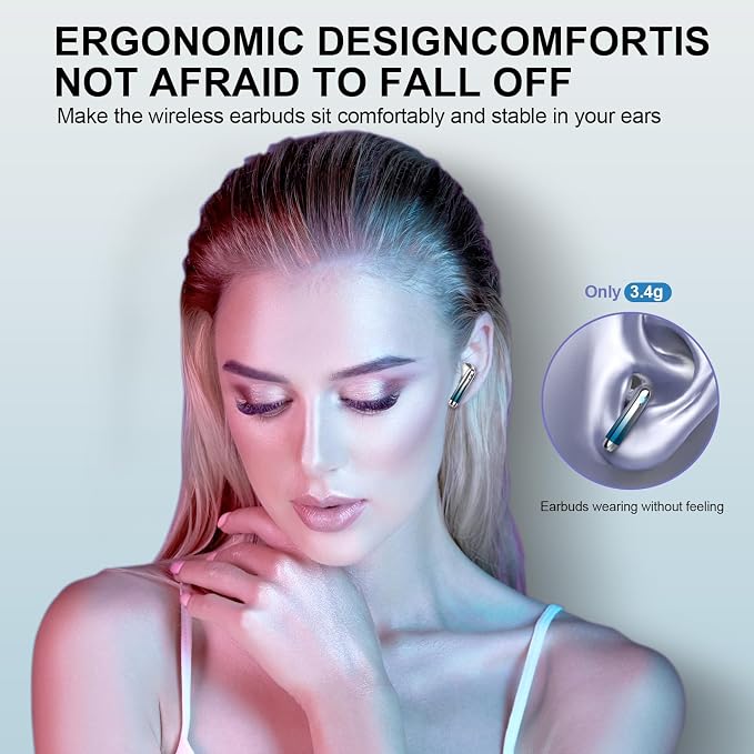 Wireless Earbuds, IPX7 Waterproof Bluetooth 5.4 Earphones in-Ear Earbuds - Image 3