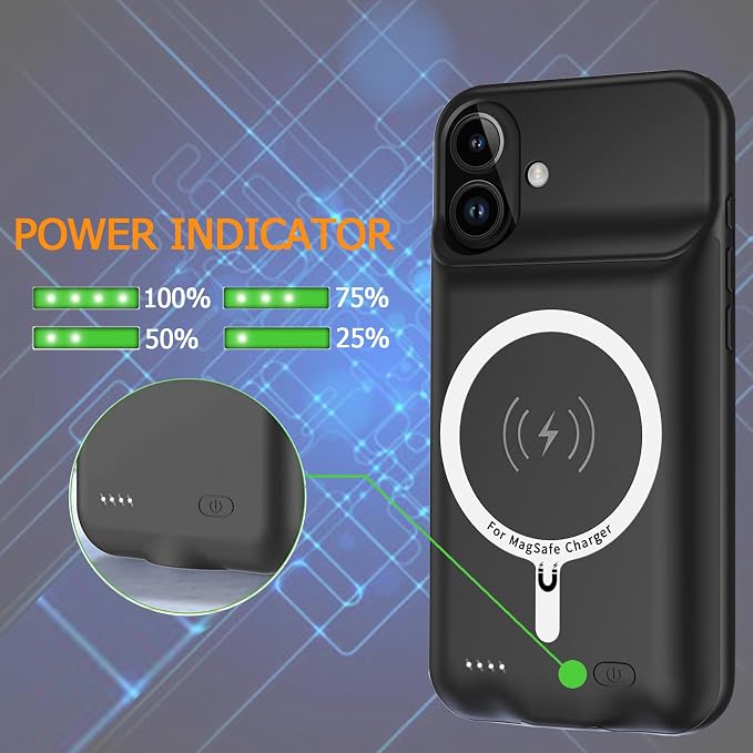 Battery Case iPhone 16 Plus, Upgraded 12000mAh Rechargeable Portable Extended - Image 4