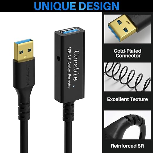 USB 3.0 Active Extension Cable 35 Feet, Long USB Type-A Male to Female Extender - Image 2